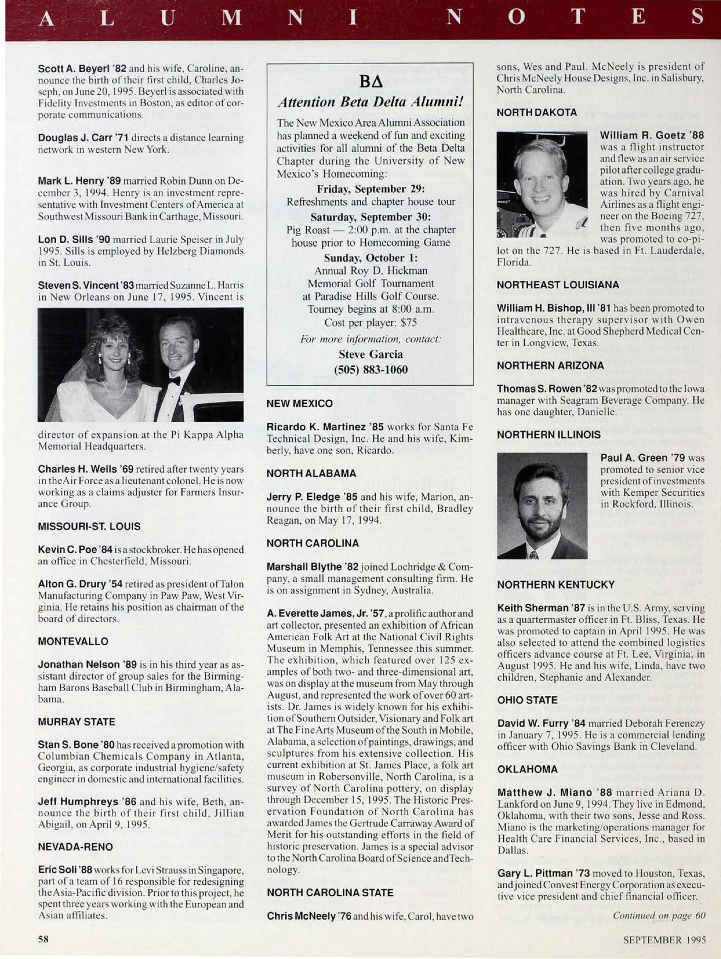 Beta Delta Chapter Advertisement, September 1995